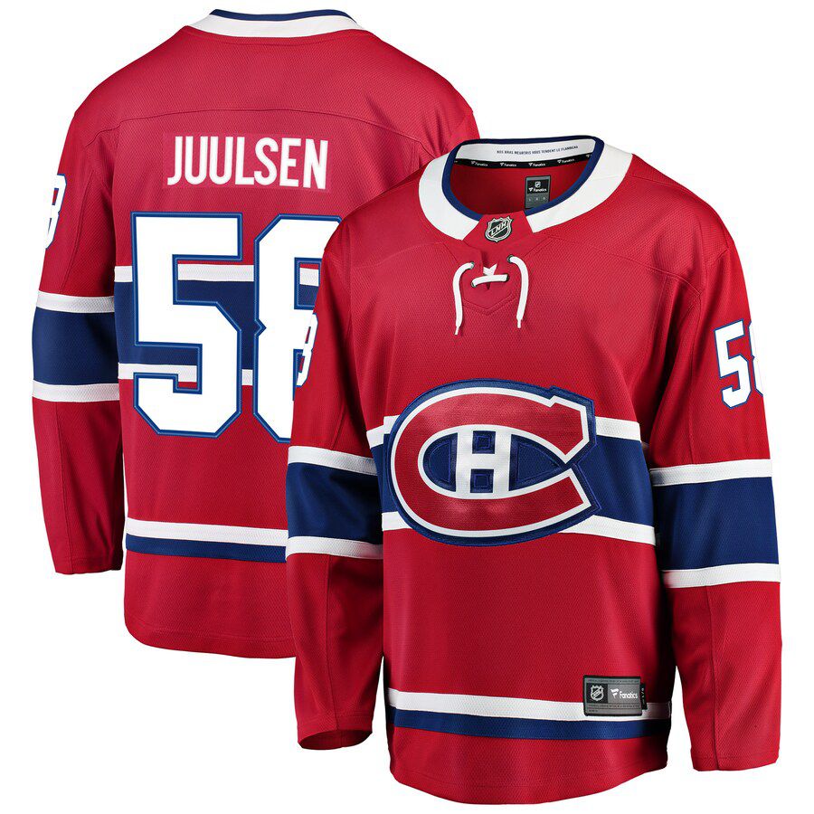 Men Montreal Canadiens #58 Noah Juulsen Fanatics Branded Red Breakaway Player NHL Jersey